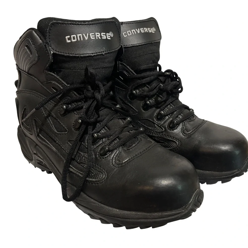 Converse Mens Rapid Response Tactical Boots Leather Safety Toe Black Sz 10.5 M